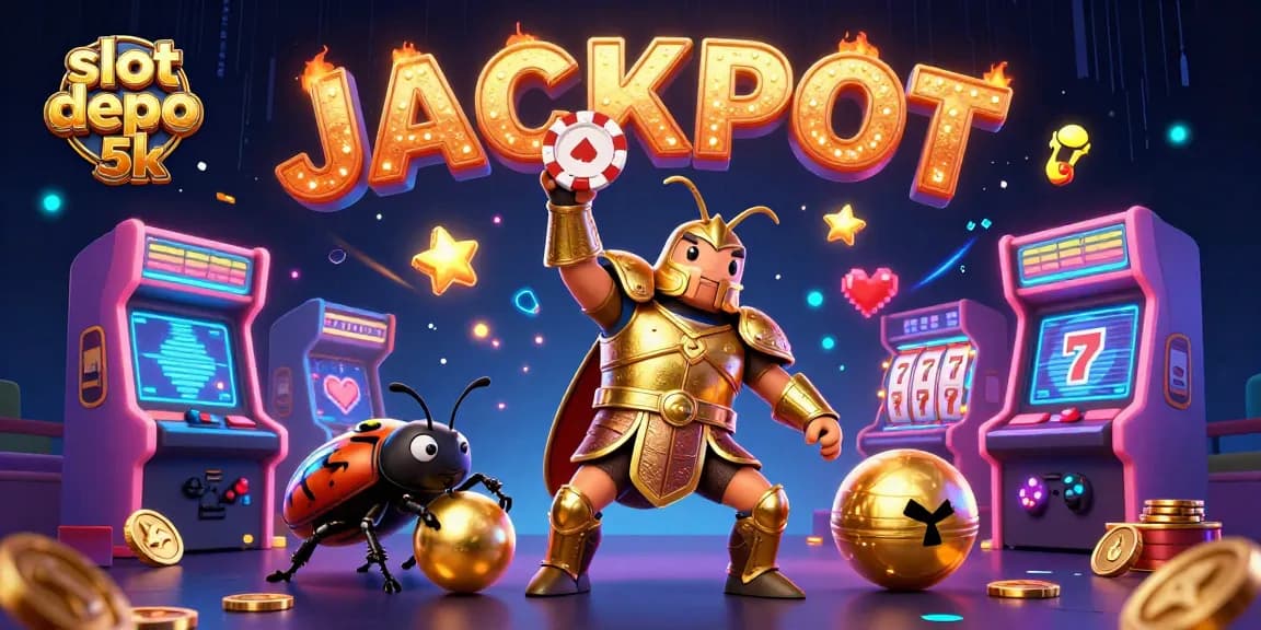 Engage with slot depo 5k at our exciting online casino showcasing vibrant characters and gaming elements.