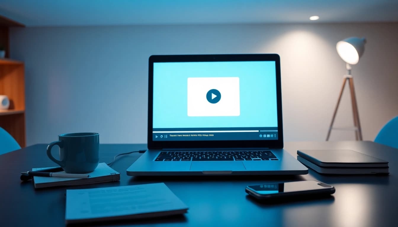Transform your video to prompt with cutting-edge AI technology in a modern workspace.
