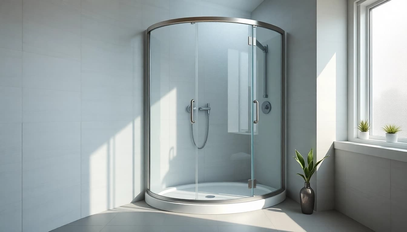 Duschkabine 100x100 in modernem Badezimmer mit eleganten Details, die Komfort und Stil präsentieren.
