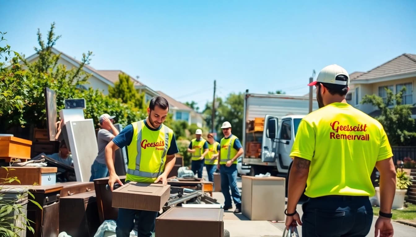 Efficient junk removal services in action, showcasing teamwork and organization in clutter clearing.