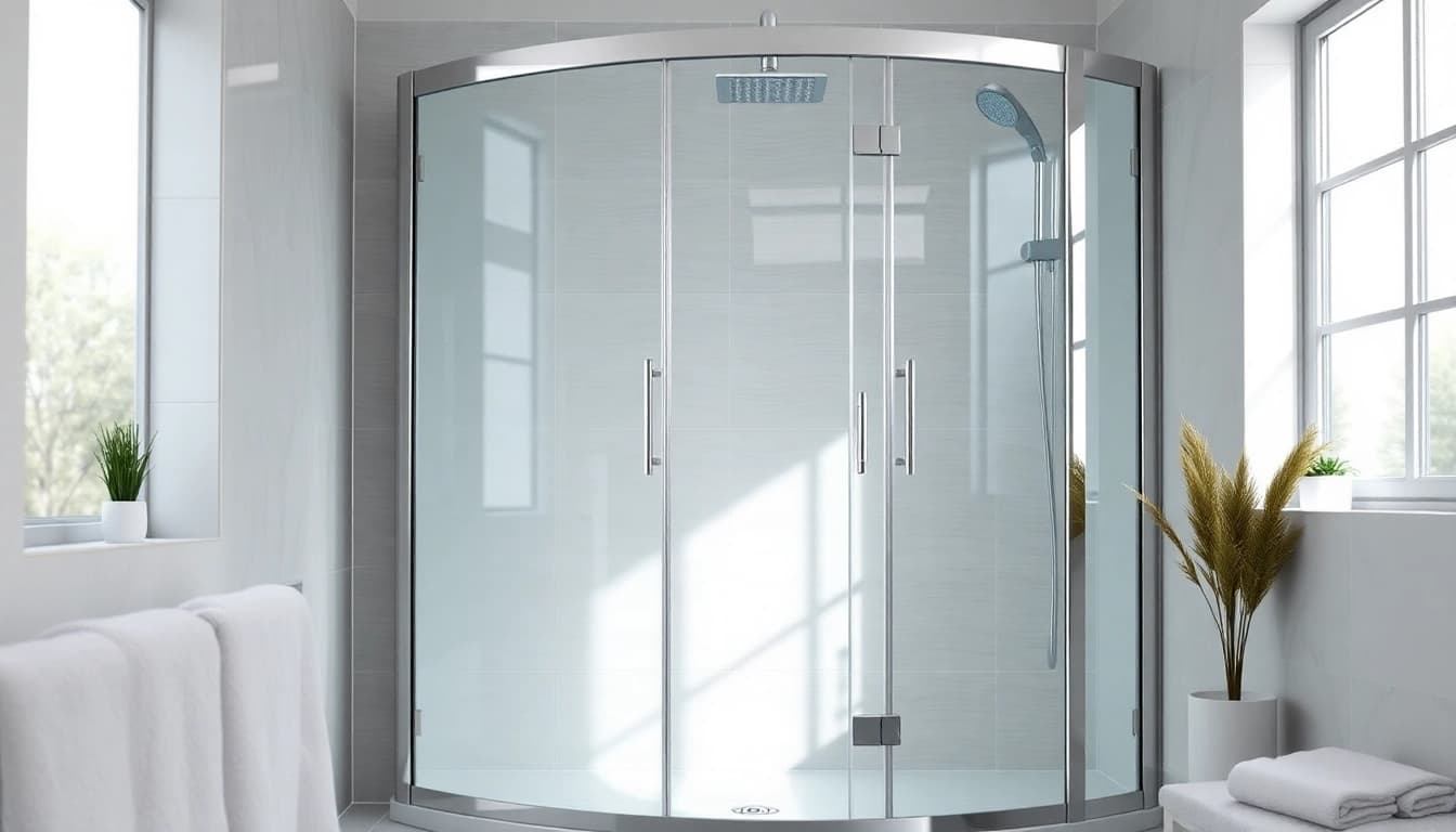 Duschkabine 90x90 komplett in einem modernen Badezimmer mit klaren Linien und eleganten Details.