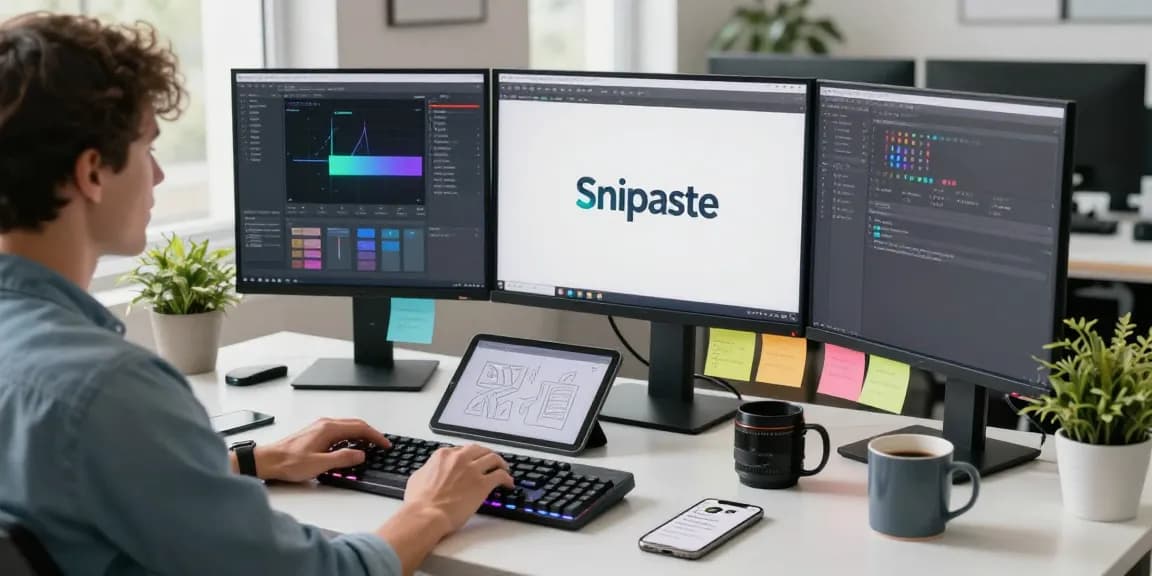 Dynamic workstation showcasing 截图软件下载 interface and productivity tools in a tech-focused environment.