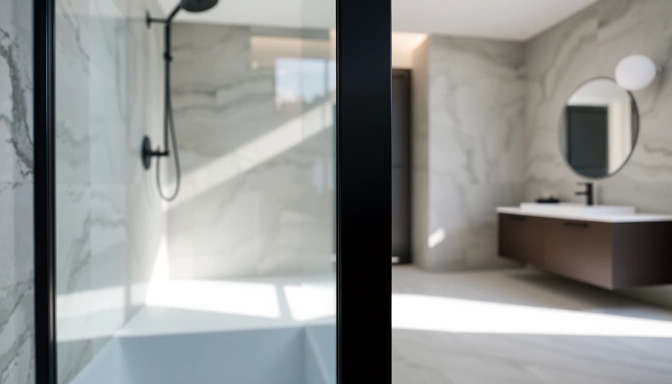 Installer la paroi de douche 150x200 en verre dans une salle de bain moderne.