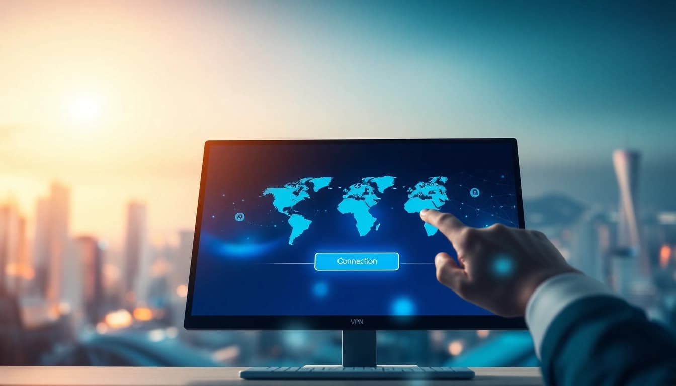 快连 VPN 通过现代数字界面展示全球连接与安全性。