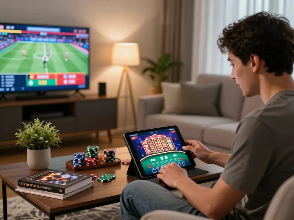 Experience the thrill of online gaming with go88 in a cozy living room setup, capturing excitement and engagement.
