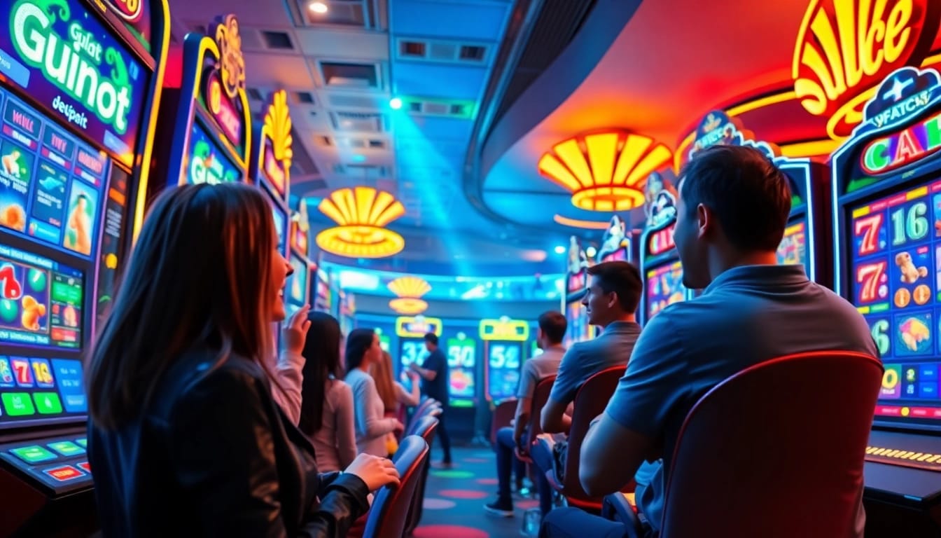 Engaging online gambling scene featuring ulat 123 with dynamic slot machines and live jackpots.