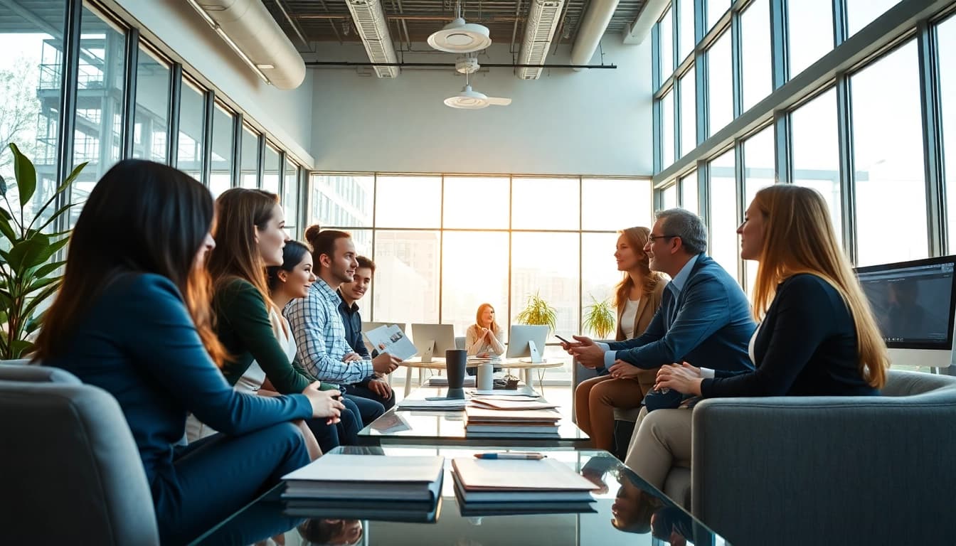 Highlighting expert led warranty company teamwork in a professional office setting.