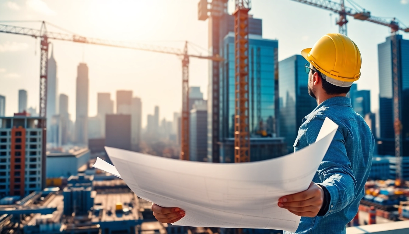 New York City Construction Manager leading a project amidst the city skyline.