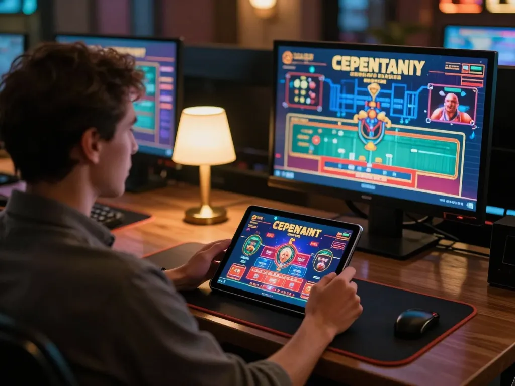 Person enjoying online casino gaming with TG88 tablet interface in a cozy environment.