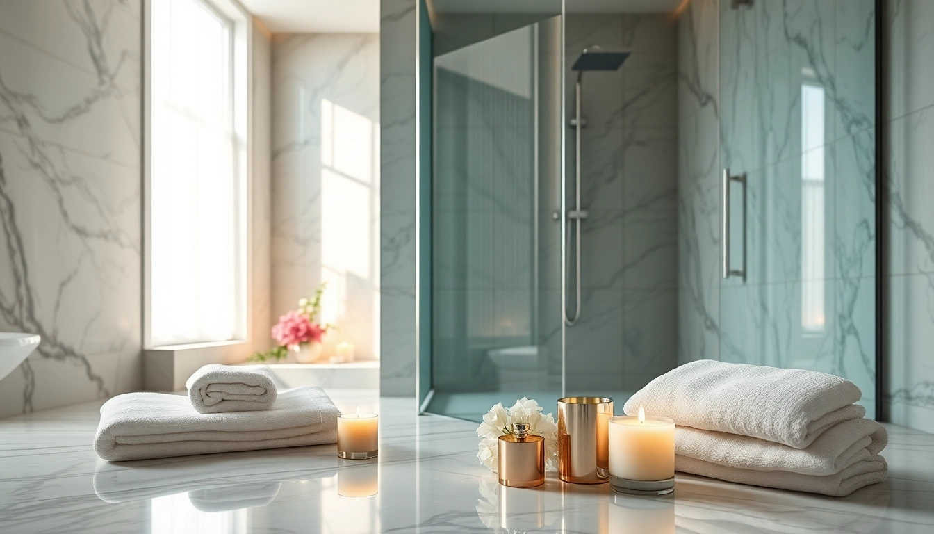 Explore elegant showers au highlighting luxurious design elements in a serene bathroom setting.