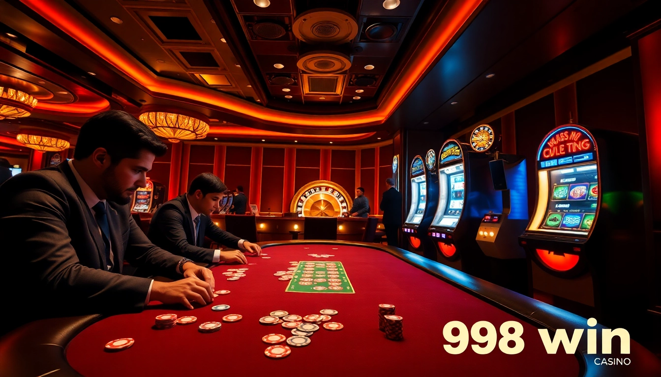 Experience the excitement of 98 win at a luxurious poker table with vibrant chips and cards.