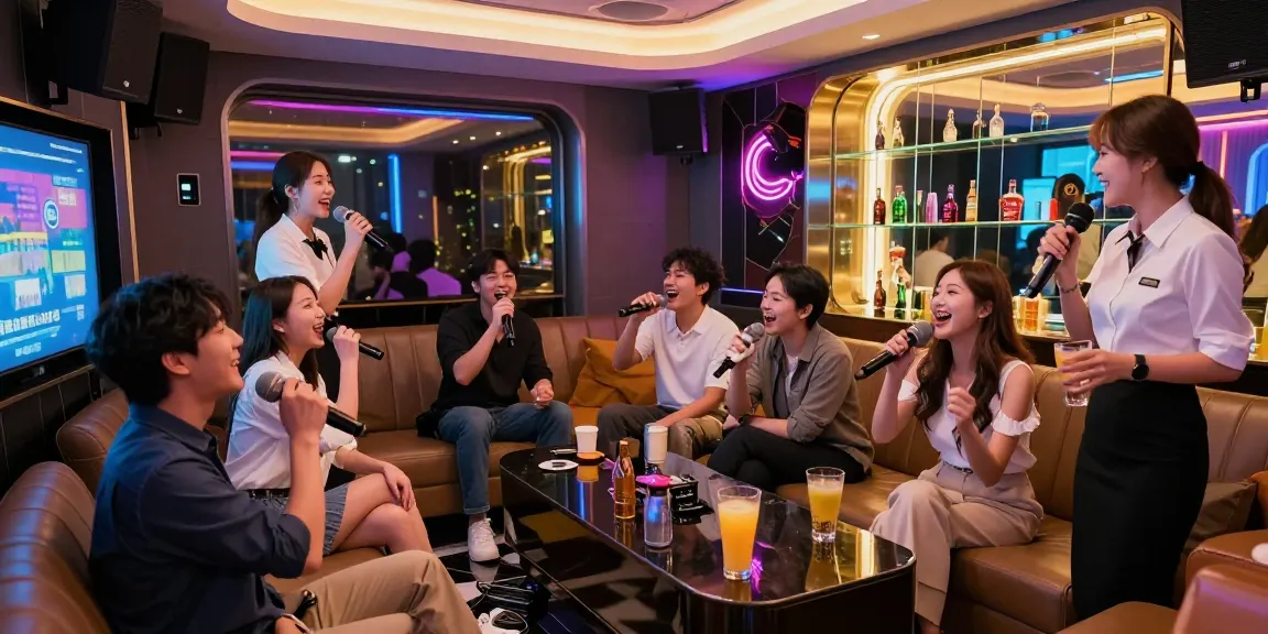 인천쓰리노에서 즐기는 화려한 노래방 나이트라이프, 친구들과 함께 노래 부르는 모습