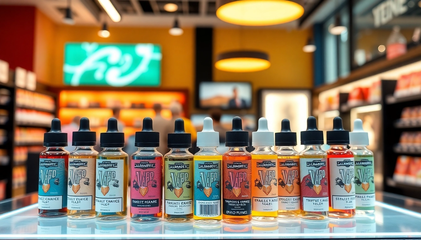 Showcase of vape juice depot premium e-liquids displayed in an inviting retail setting.