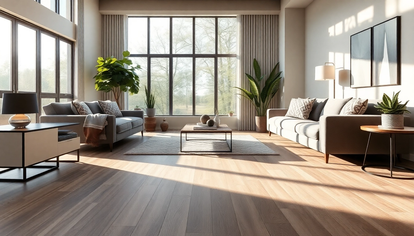 Transform your space with beautiful chicago flooring showcasing grey oak in a modern living room.