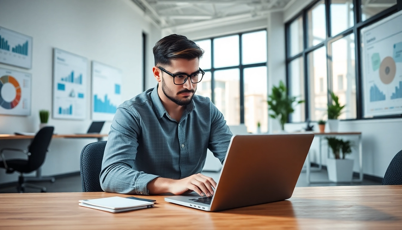 Scrape linkedin and sales navigator leads while analyzing data in a modern office environment.