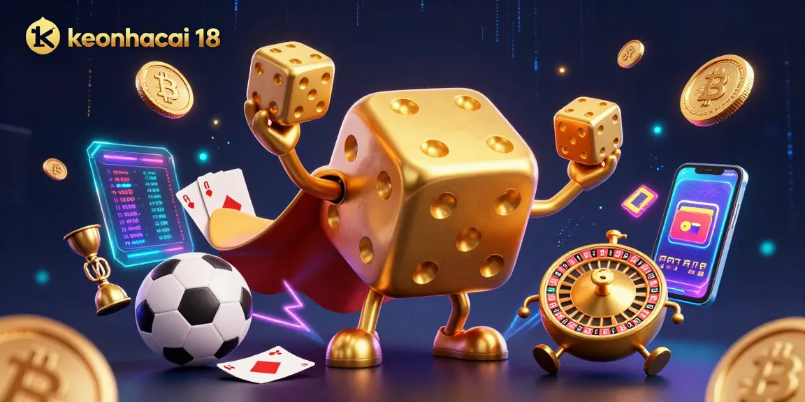 Watch the lively keonhacai 18 character juggling dice in a thrilling sports betting scene.