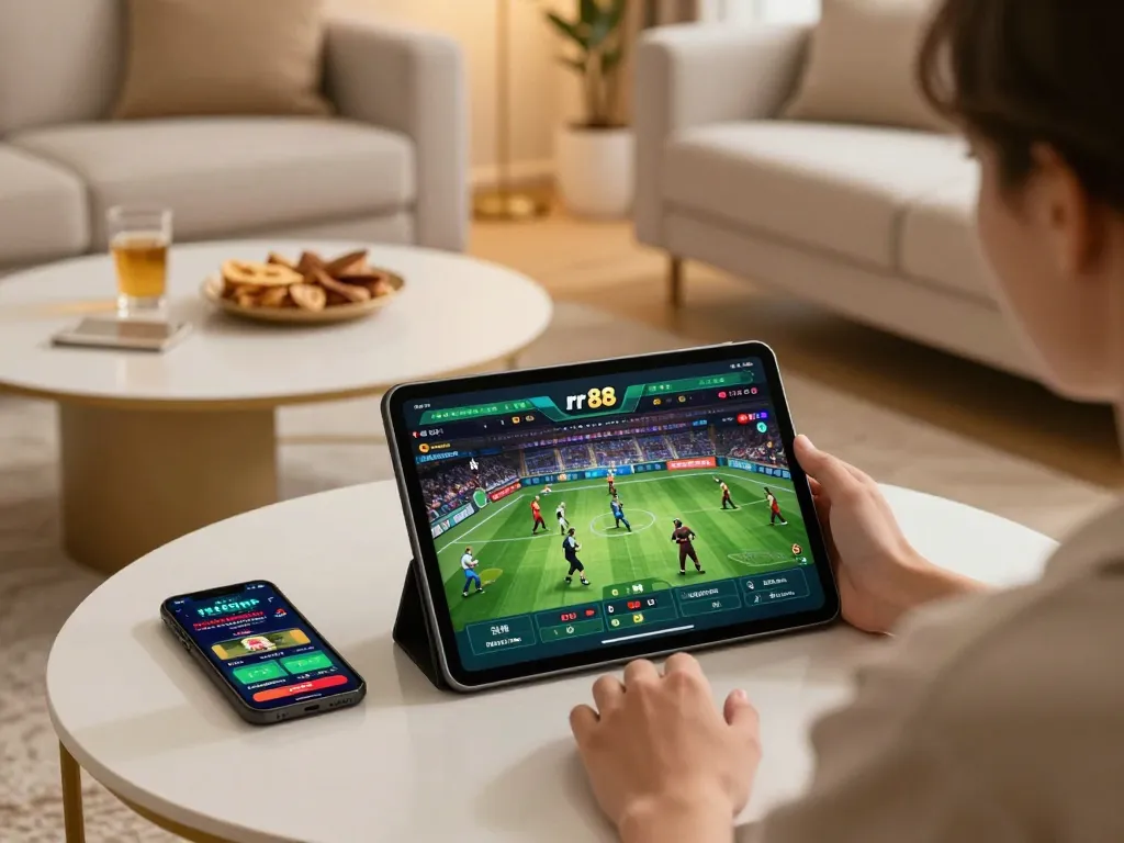 Experience thrilling sports betting with rr 88 on your tablet at home, featuring an inviting atmosphere.