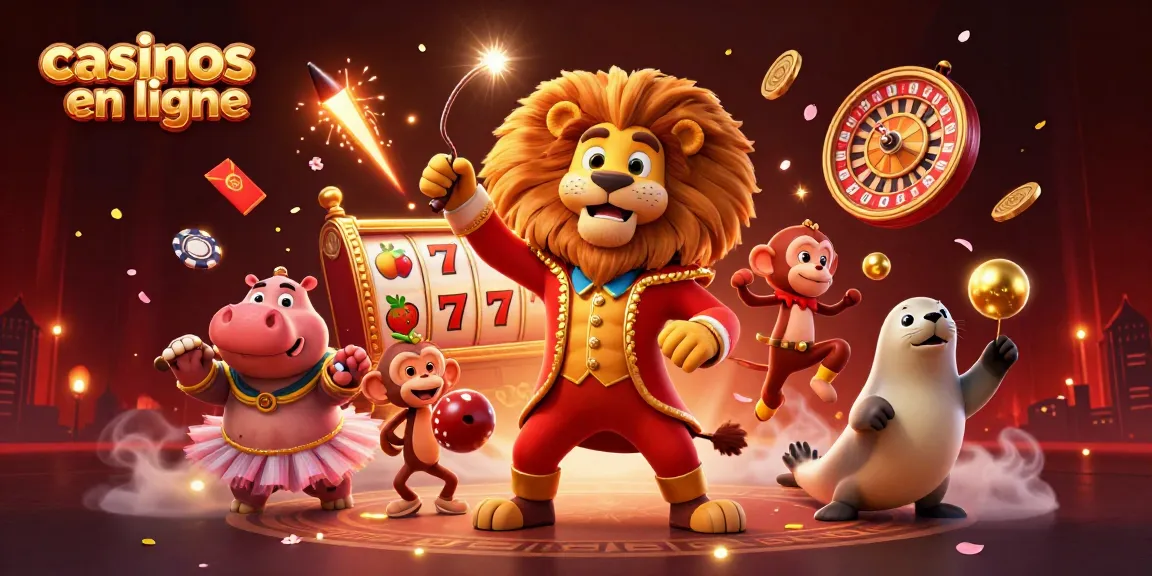 Plongez dans l'univers des casinos en ligne avec des personnages animés, machines à sous et poker dans une scène captivante.