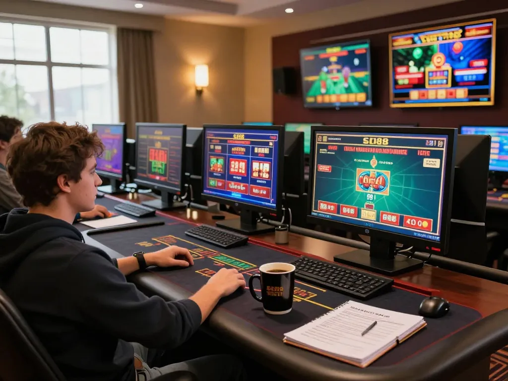 Engaged player exploring SC88 online casino games with focused strategy and comfort