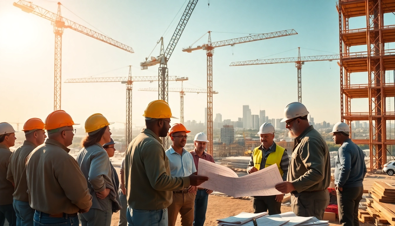 Workers on a construction site emphasizing teamwork within the tennessee construction association.