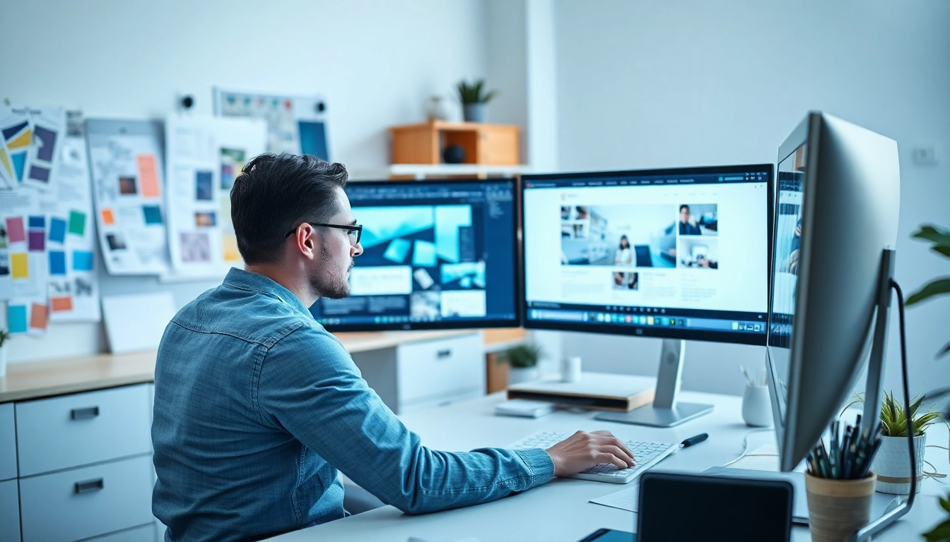 Creating engaging edmonton web design with a web designer at work in a modern office.