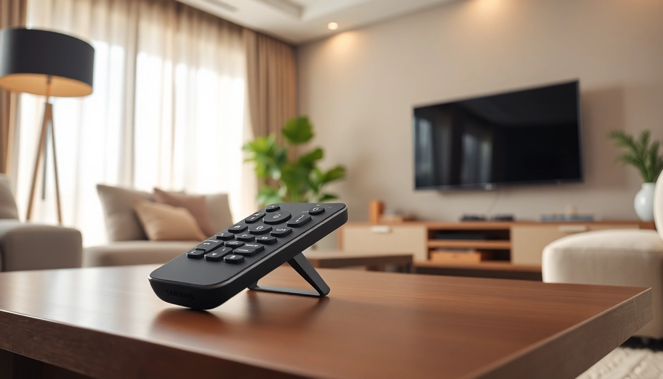 Steuere deinen Fernseher mit der Samsung Fernbedienung UE48 in stilvollem Wohnambiente.