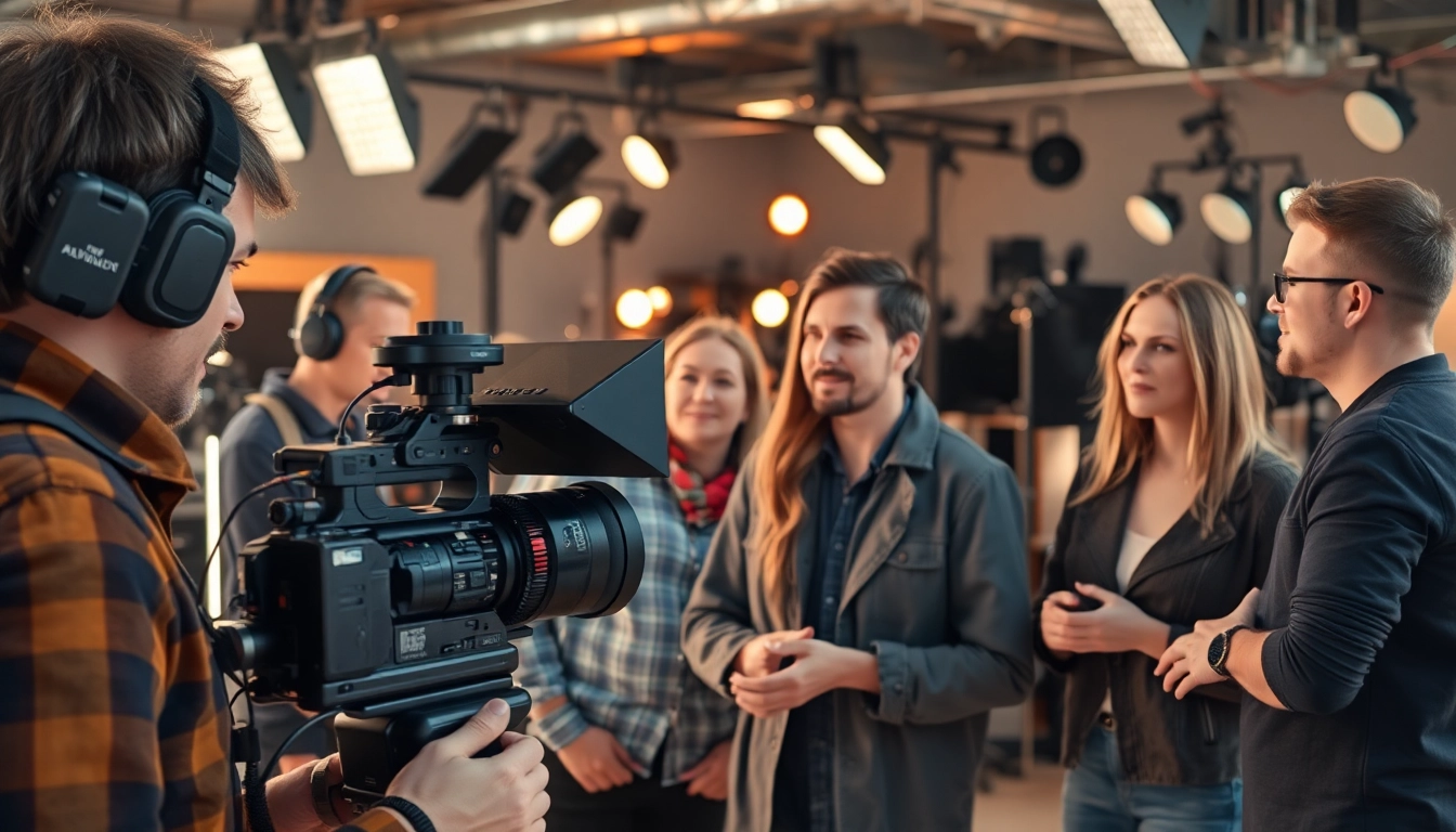 Edmonton production companies collaborating on a vibrant film set with diverse crew members.