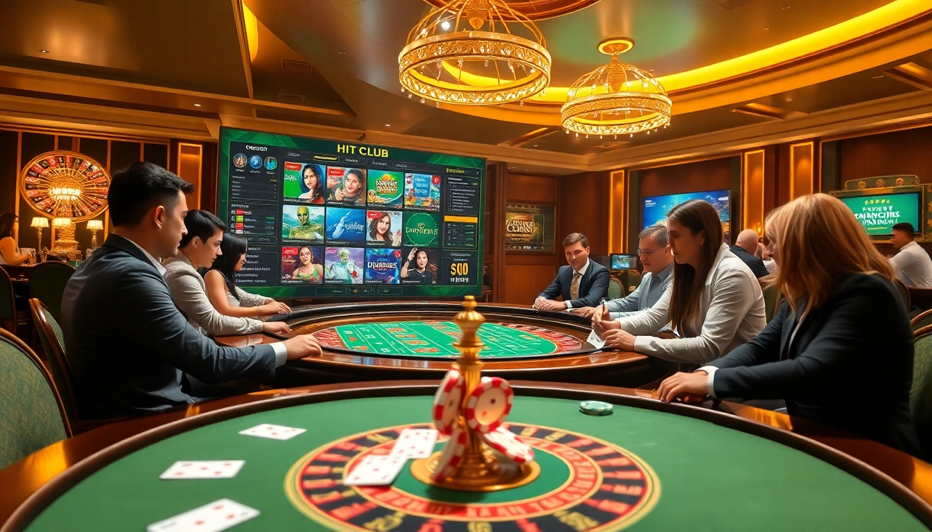 Engaged players at Hit Club enjoying thrilling online casino games with vibrant graphics.