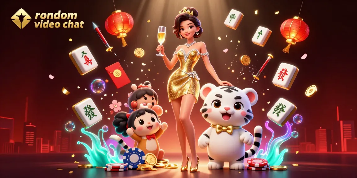 Experience random video chat interactions in a vibrant casino scene filled with lively characters and elements.