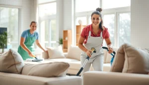 Team performing Cleaning Service in a modern home, showcasing a tidy environment and professional approach.