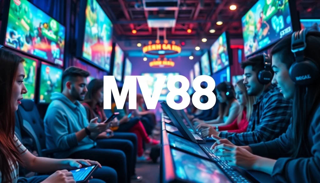 Dynamic MV88 gaming platform with diverse players engaging in an online environment.