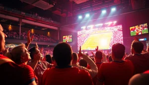 해외축구중계가 이뤄지는 스포츠 바에서 팬들이 응원하는 모습