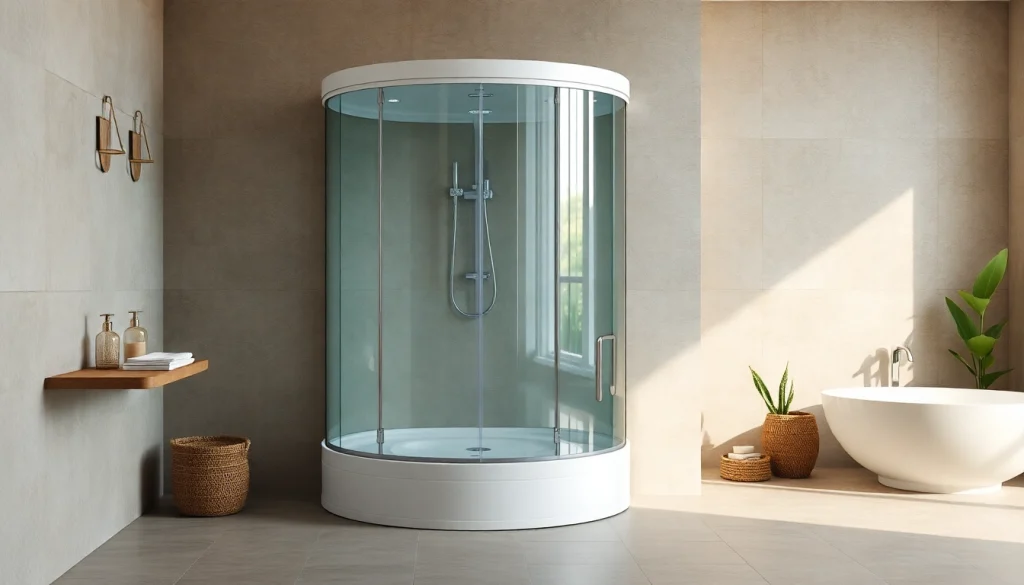 Eine stilvolle sonni Duschkabine in einem modernen Badezimmer mit eleganten Glaswänden.