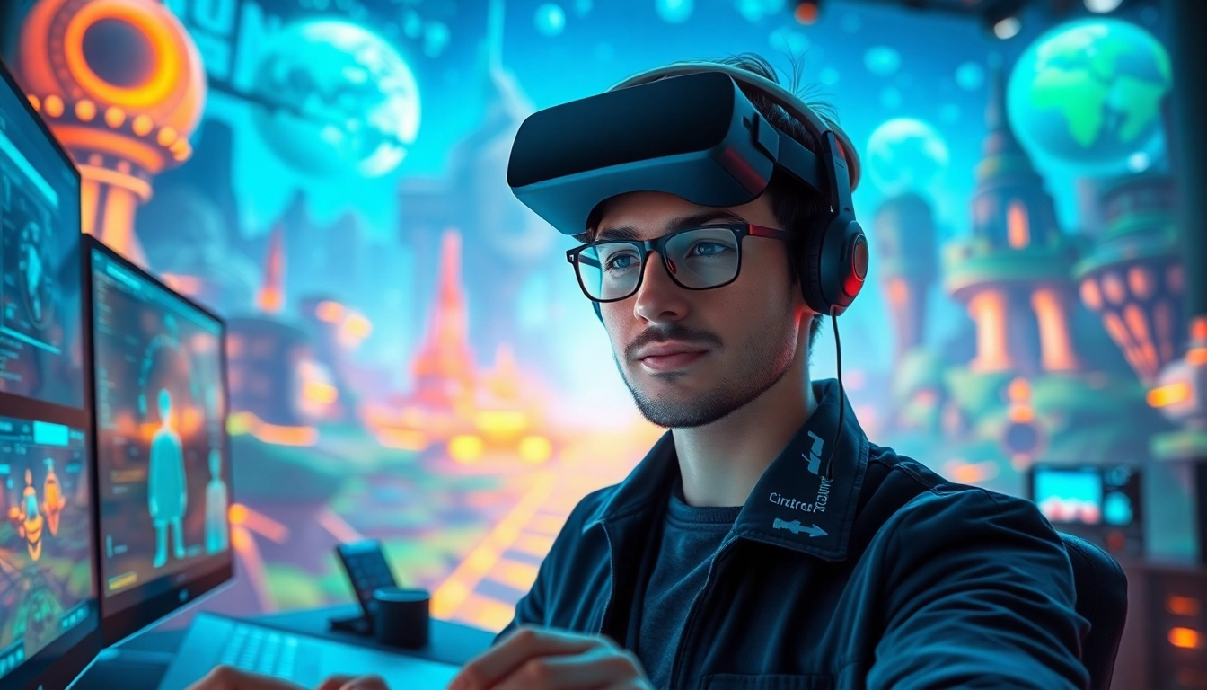 Experience the creative journey with Freedom X in vibrant gaming worlds as a designer works.