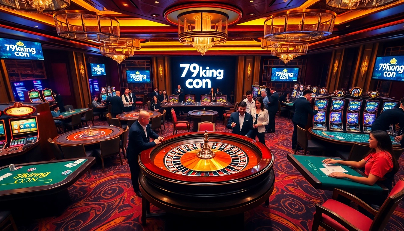 Experience the thrill of 79king con with players enjoying roulette in a luxurious casino setting.