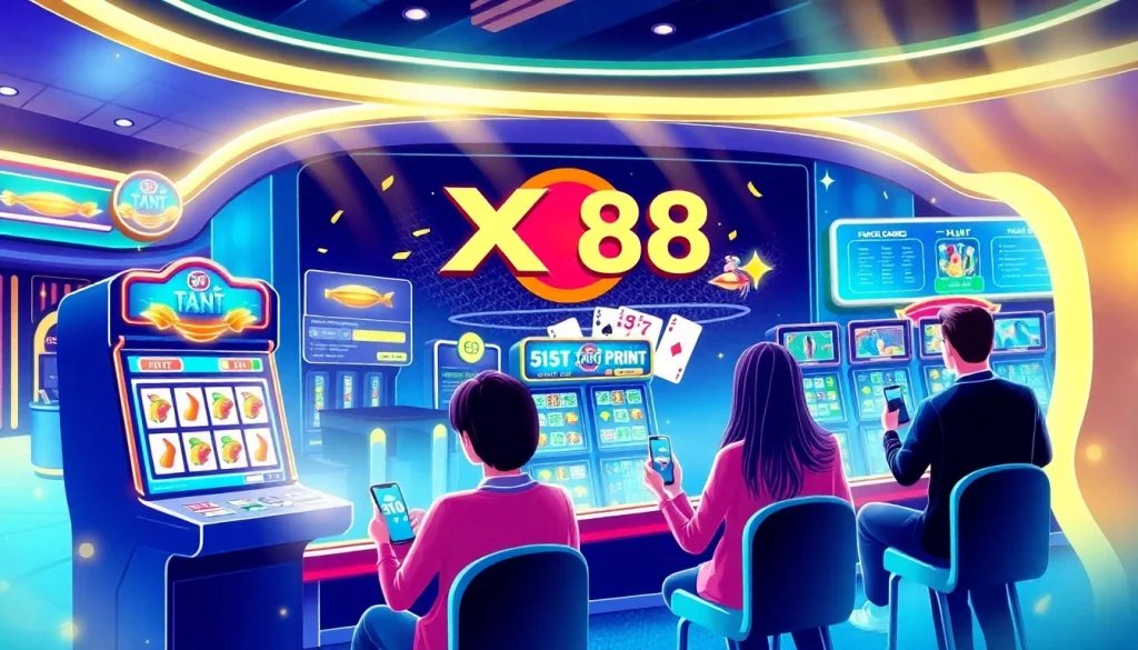 Exciting gaming interface at XX88 showcasing online gambling options and vibrant design elements.