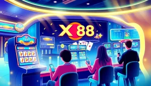 Exciting gaming interface at XX88 showcasing online gambling options and vibrant design elements.