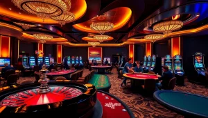 Experience the thrill of gaming at rr88 com with vibrant casino tables and players engaged in action.