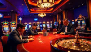 Experience thrilling gameplay at lc88.com with colorful poker chips and high-stakes excitement.