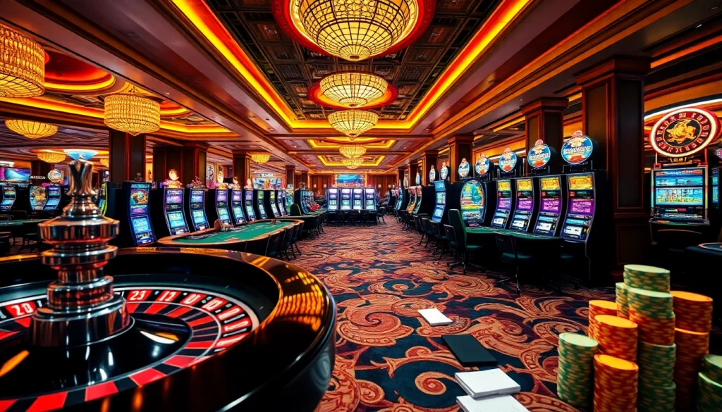 Experience the thrill of the casino at trang chủ lc88, featuring vibrant gaming tables and slot machines.