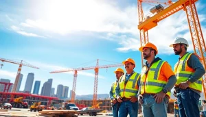 Highlighting teamwork among professionals in the southern california contractors association at a busy construction site.