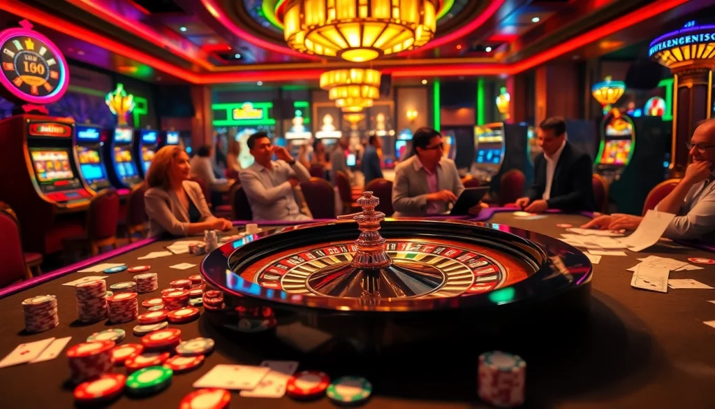 Experience the thrill of uu88 casino with vibrant gaming tables, cards, and roulette excitement.