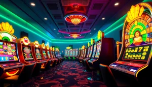 Exciting digital casino scene centered around hoki138 pro with vibrant slot machines