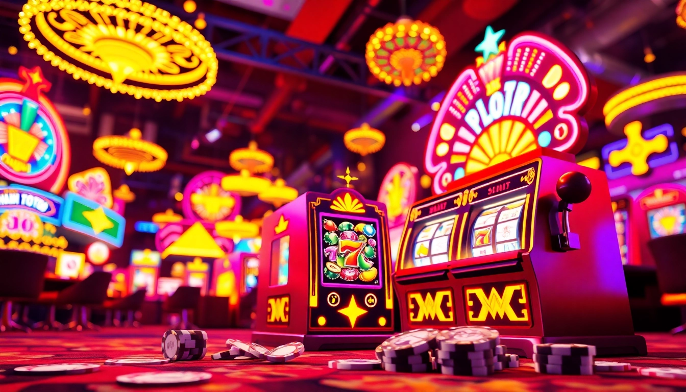 Walettoto bermain slot dengan simbol menarik dan lampu neon cerah.