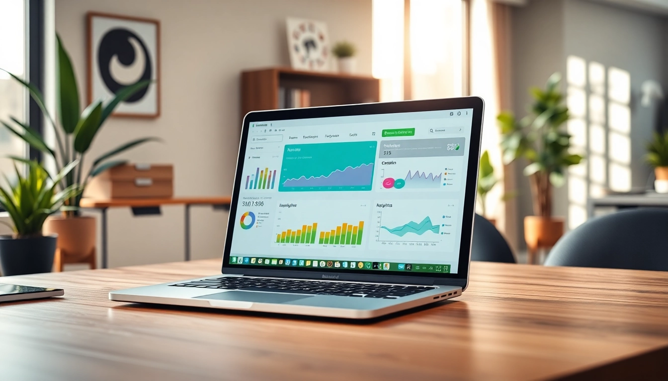Visualize WhatsApp Smart CRM dashboard on a laptop in a professional workspace.