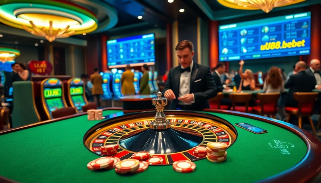 Experience the excitement of uu88 bet with a vibrant casino atmosphere filled with roulette and poker action.