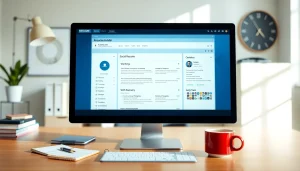 Engaging resume builder displayed on a computer within a professional workspace.