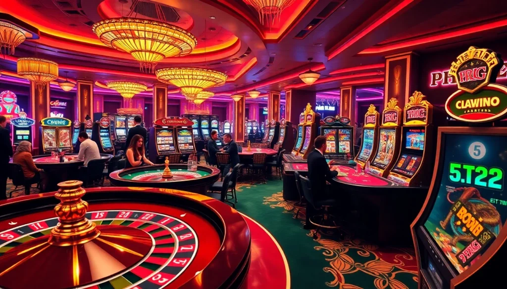Experience the excitement of gambling at PH22211.COM with vibrant casino scenes featuring poker tables and roulette wheels.