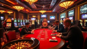 Players experiencing thrilling poker action at rr88 com casino, showcasing a vibrant gaming atmosphere.