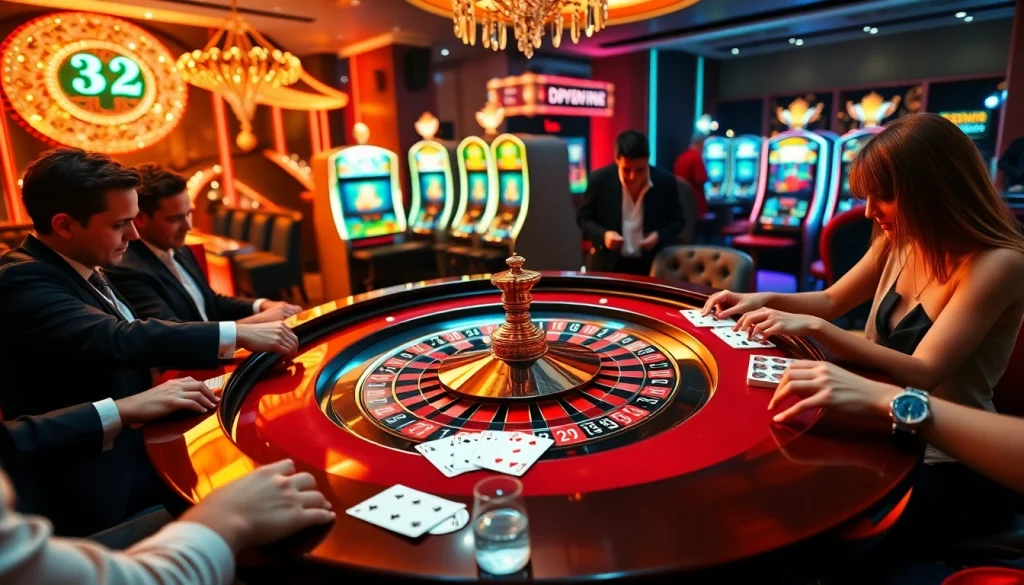 Experience thrilling casino gaming at 32win with vibrant tables and colorful chips.